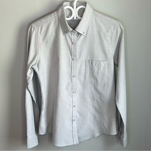 MGWDT Grey Chambray Fitted Long Sleeve Button Up Blouse Womens Size S